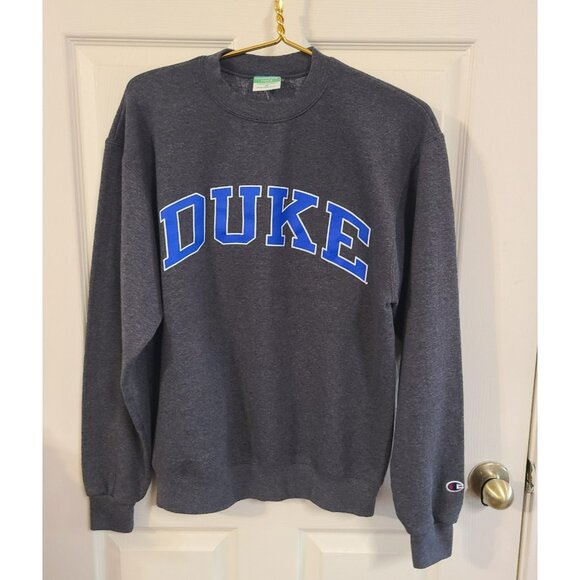 Champion Duke Blue Devils Mens Charcoal Arch Name Long Sleeve Crew Sweatshirt  M - Picture 8 of 8